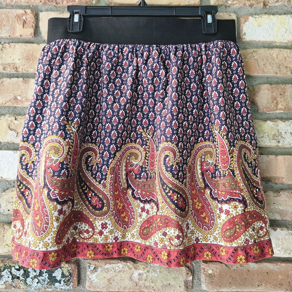 100% Cotton Women's Mini Paisley Skirt Fall Colors